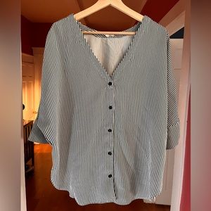 Vetta Boyfriend shirt, super soft and comfy viscose twill stripes, Large